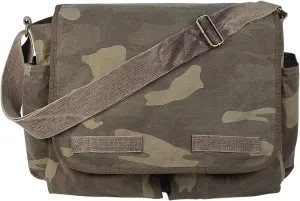 Rothco Classic Canvas Messenger Bag - Heavyweight Canvas Crossbody Shoulder Pack – Woodland Camo