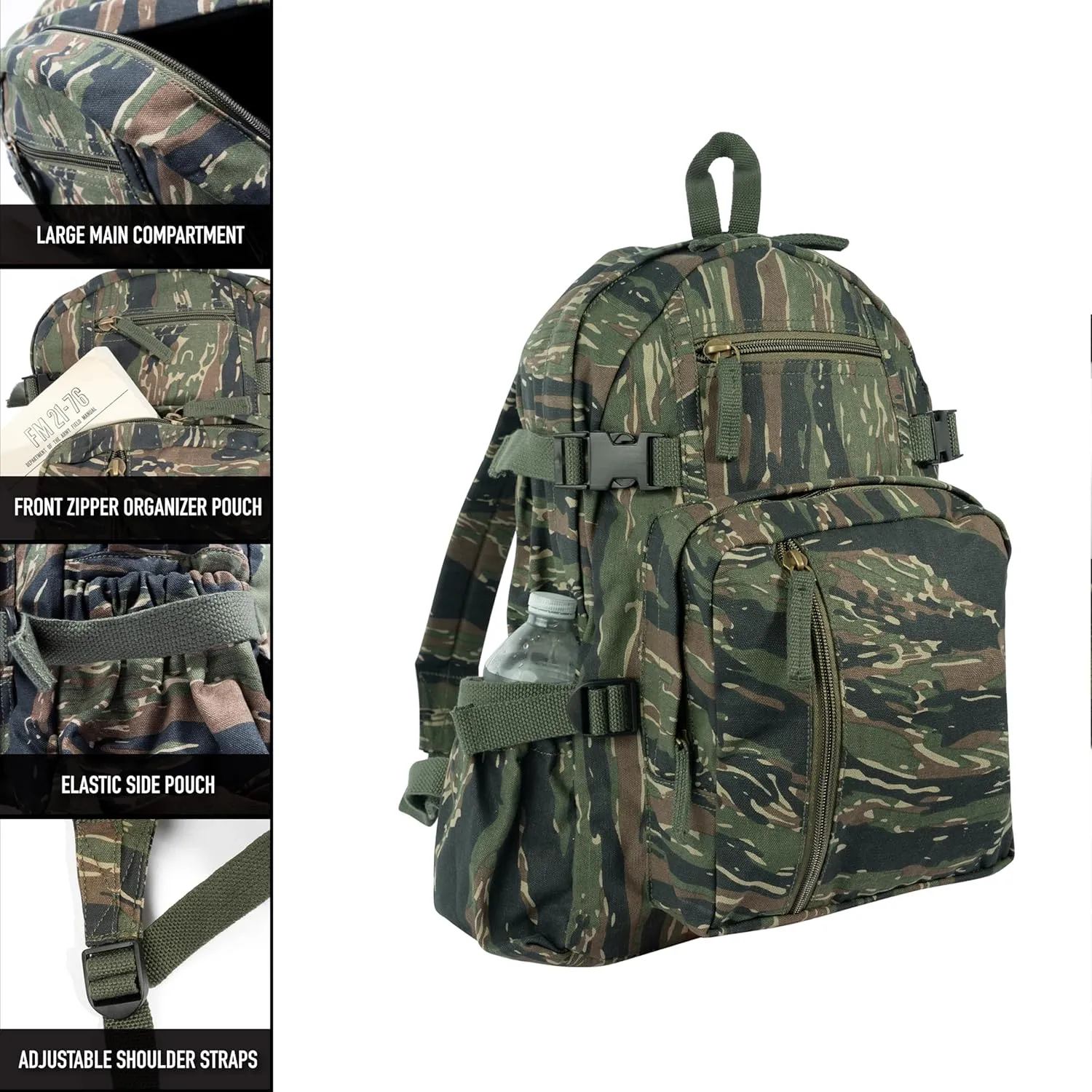 Rothco Vintage Canvas Compact Backpack, Smokey Branch Camo