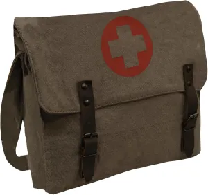 Rothco Vintage Medic Canvas Bag With Cross, Mens Crossbody Messenger Shoulder Bag