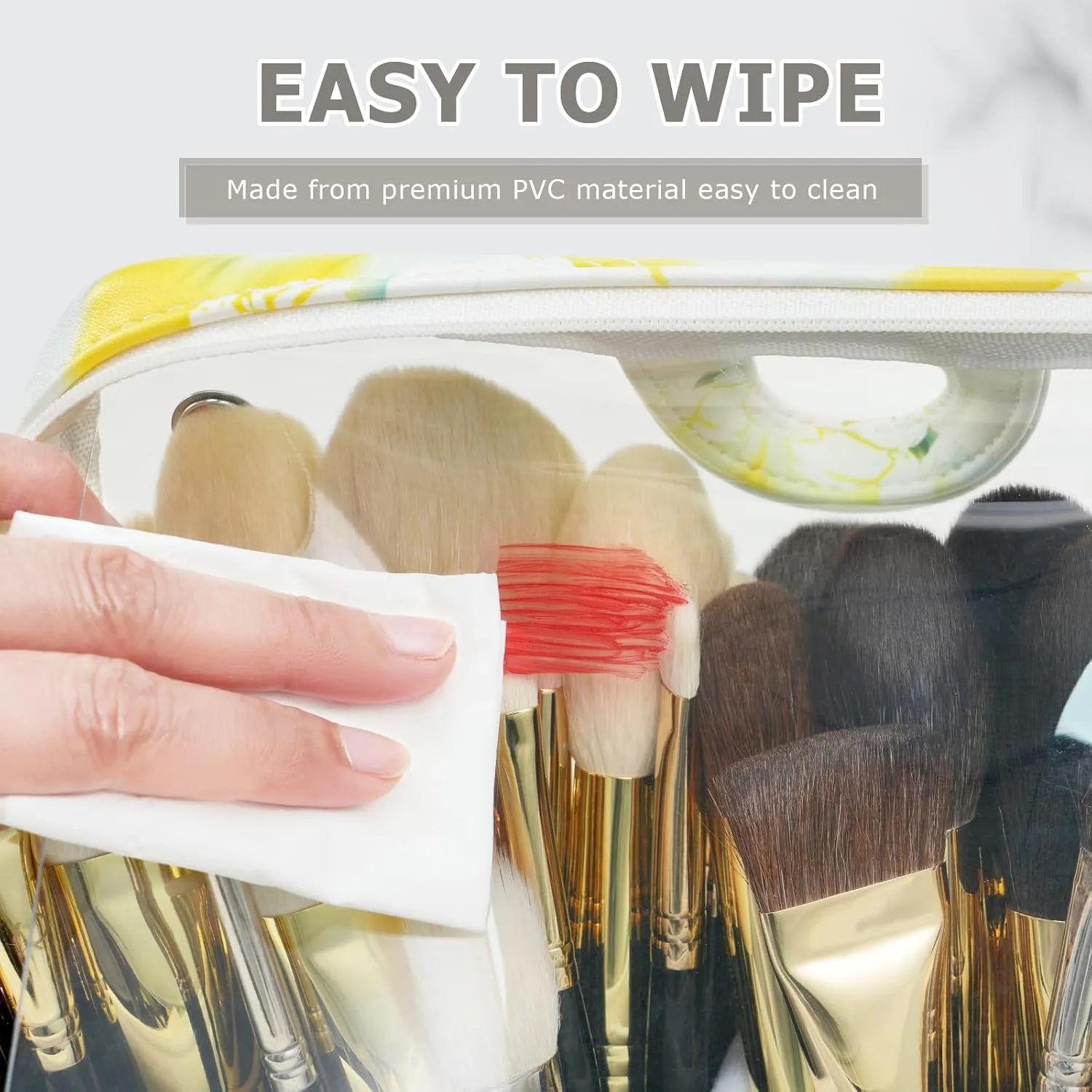 ROWNYEON Clear Makeup Case Toiletry Bag Multipurpose Travel Makeup Train Case Portable Cosmetic Organizer Transparent Storage Bag