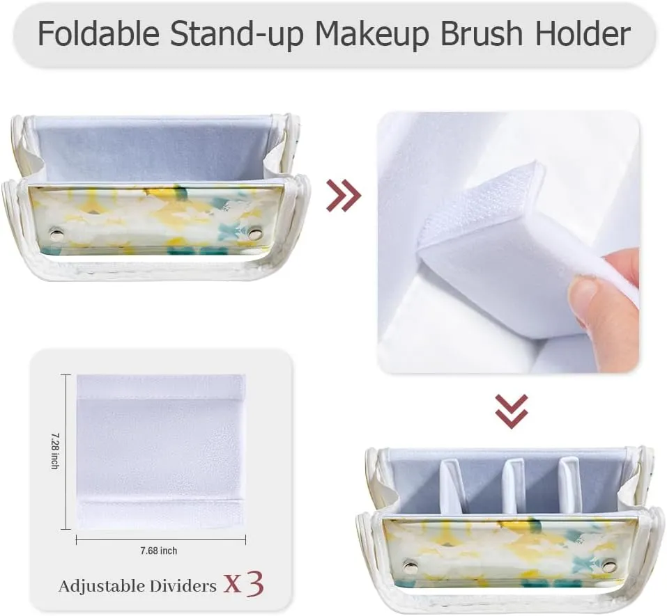 ROWNYEON Clear Makeup Case Toiletry Bag Multipurpose Travel Makeup Train Case Portable Cosmetic Organizer Transparent Storage Bag