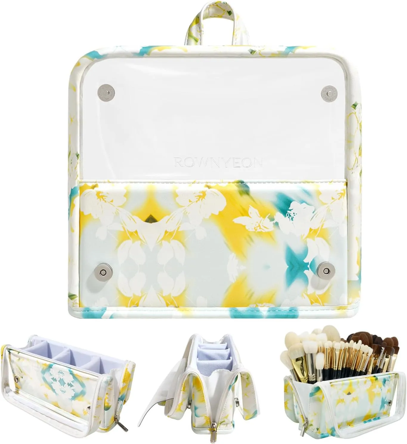 ROWNYEON Clear Makeup Case Toiletry Bag Multipurpose Travel Makeup Train Case Portable Cosmetic Organizer Transparent Storage Bag