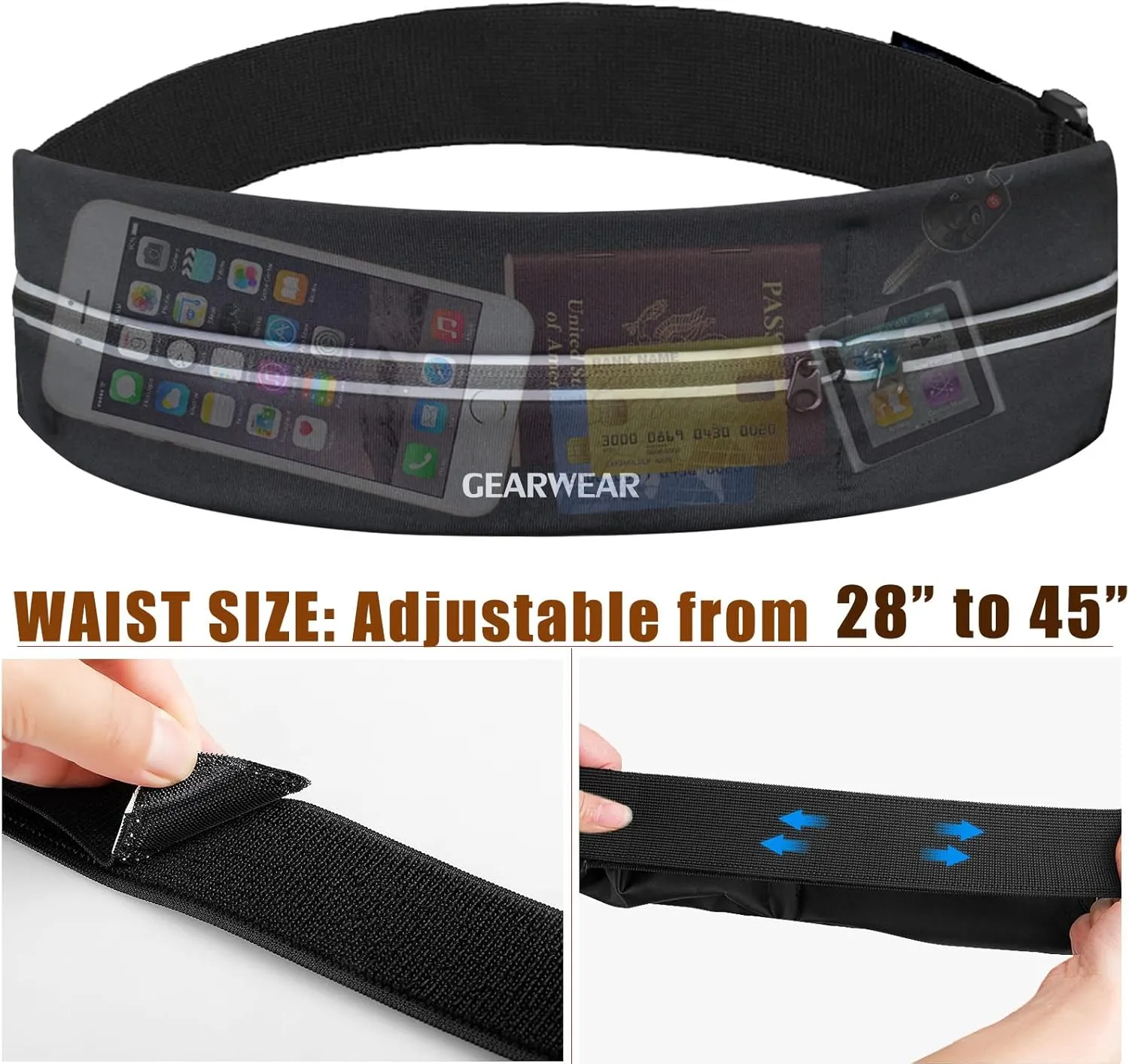 Running Belt | Runner Fanny Pack for Women and Men | Adjustble Waist Band Pack for Storage Phone