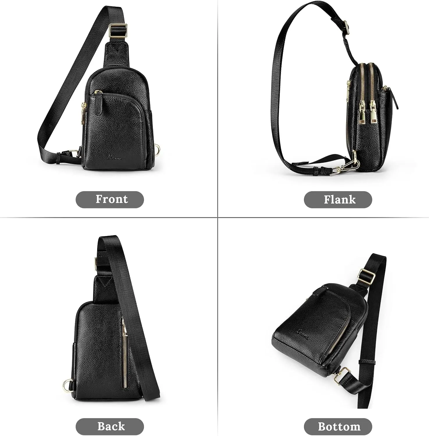 S-ZONE Genuine Leather RFID Blocking Small Sling Bag Women Crossbody Fanny Packs