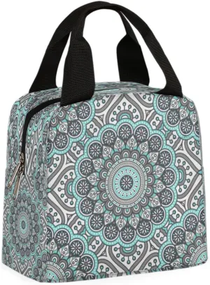 Sacred Mandala Insulated Lunch Bag Box Reusable Lunch Tote Bag for Women Men Adults Leakproof Lunch Containers Meal Prep Zipper Soft Cooler Bag for Work Office Picnic Travel