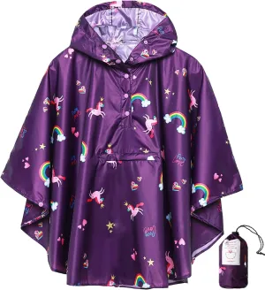 SaphiRose Lightweight Kids Rain Poncho Jacket Waterproof Outwear Rain Coat
