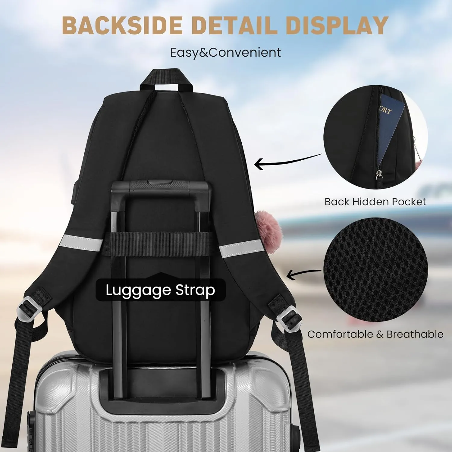 School Backpack for Teen Girls, Cute College Backpacks for Women Students Aesthetic Bookbag Large 15.6 Inch Laptop Bag Middle School Travel Back Pack (Black)