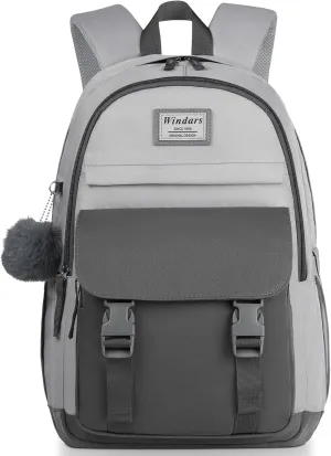 School Backpack for Teen Girls, Cute College Backpacks for Women Students Aesthetic Bookbag Large 15.6 Inch Laptop Bag Middle School Travel Back Pack (Dark Grey & Light Grey)
