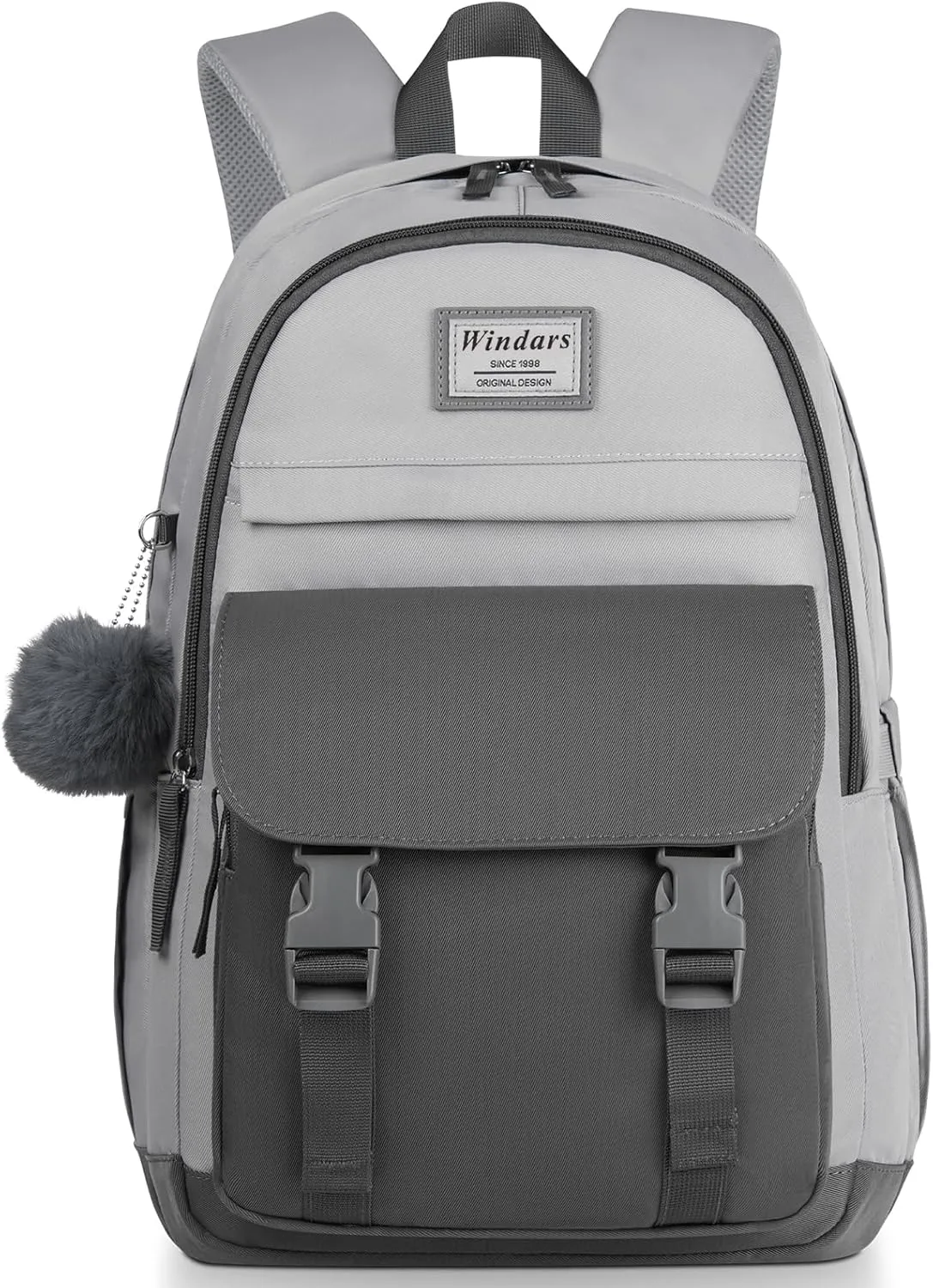 School Backpack for Teen Girls, Cute College Backpacks for Women Students Aesthetic Bookbag Large 15.6 Inch Laptop Bag Middle School Travel Back Pack (Dark Grey & Light Grey)