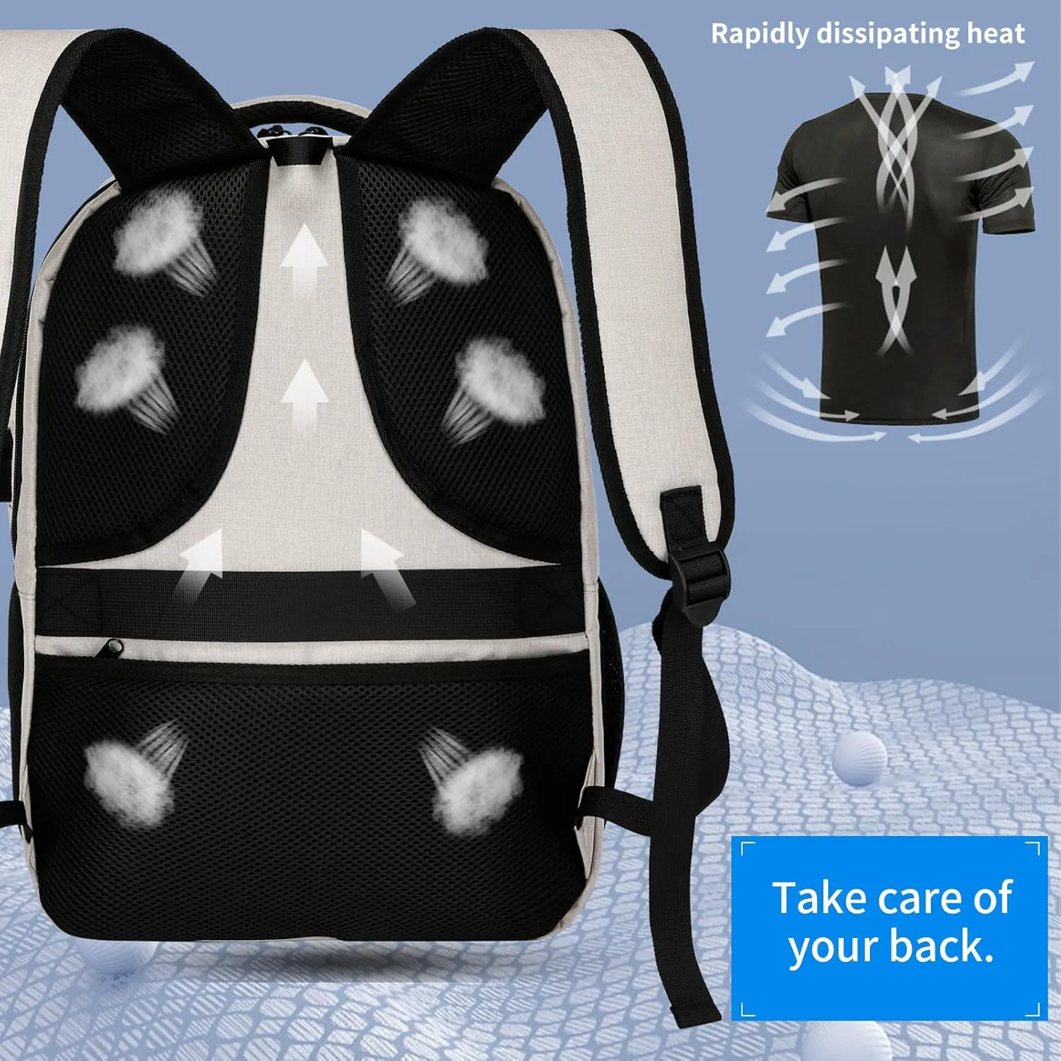 School Backpacks for Teens Boys and Girls, Laptop Teens backpack with USB Charging Port, 15.6 Inch Water Resistant Mochila for Work, College, Beige