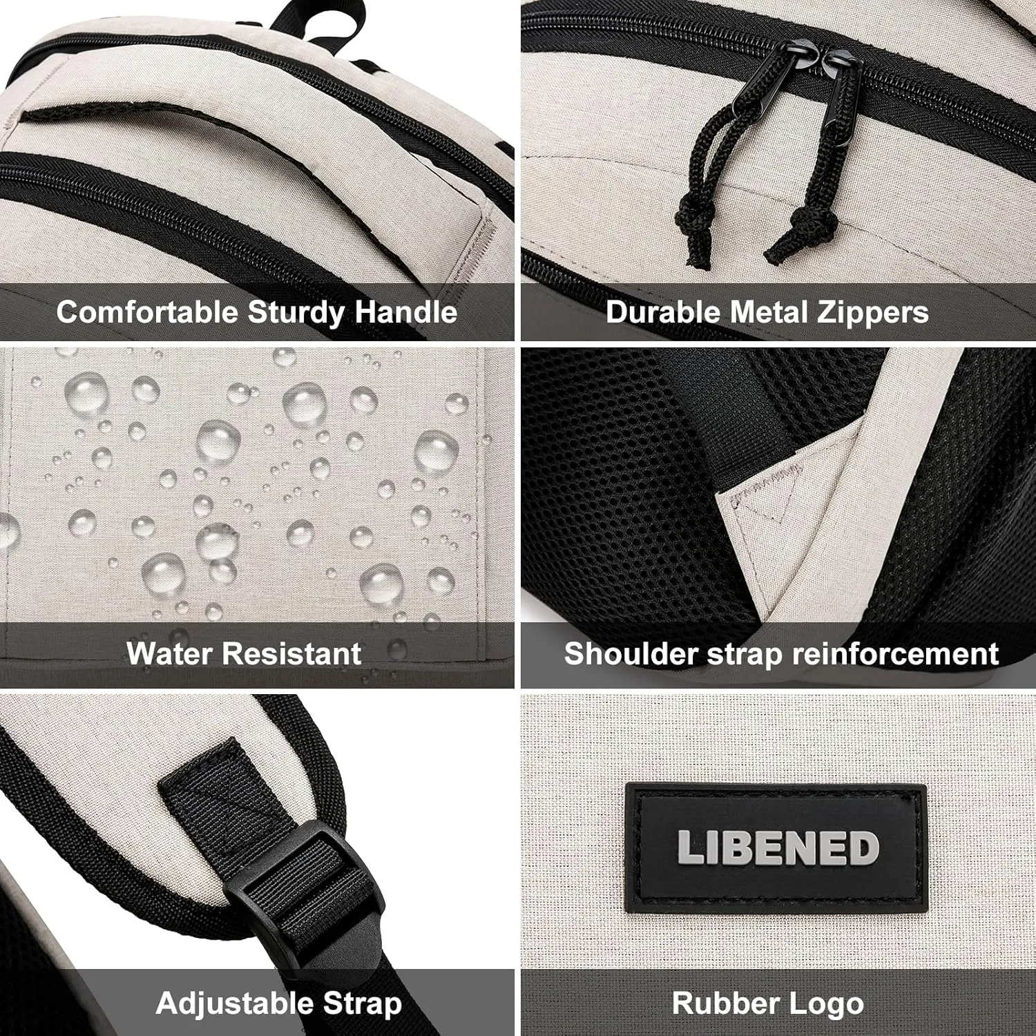 School Backpacks for Teens Boys and Girls, Laptop Teens backpack with USB Charging Port, 15.6 Inch Water Resistant Mochila for Work, College, Beige