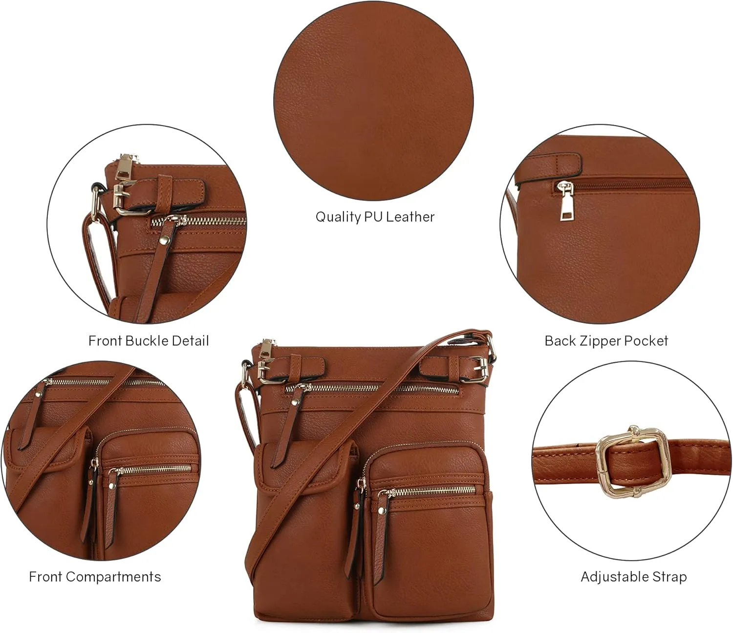 SG SUGU Katie Lightweight Medium Crossbody Bag Shoulder Bag with Multi Pocket for Women
