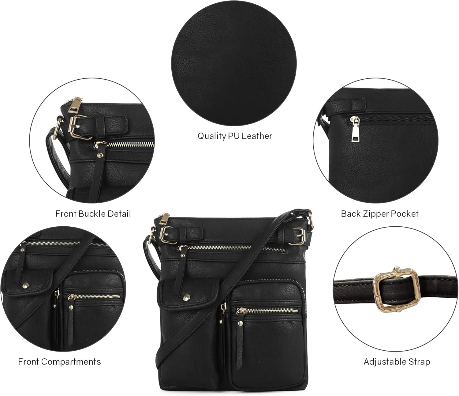 SG SUGU Katie Lightweight Medium Crossbody Bag Shoulder Bag with Multi Pocket for Women