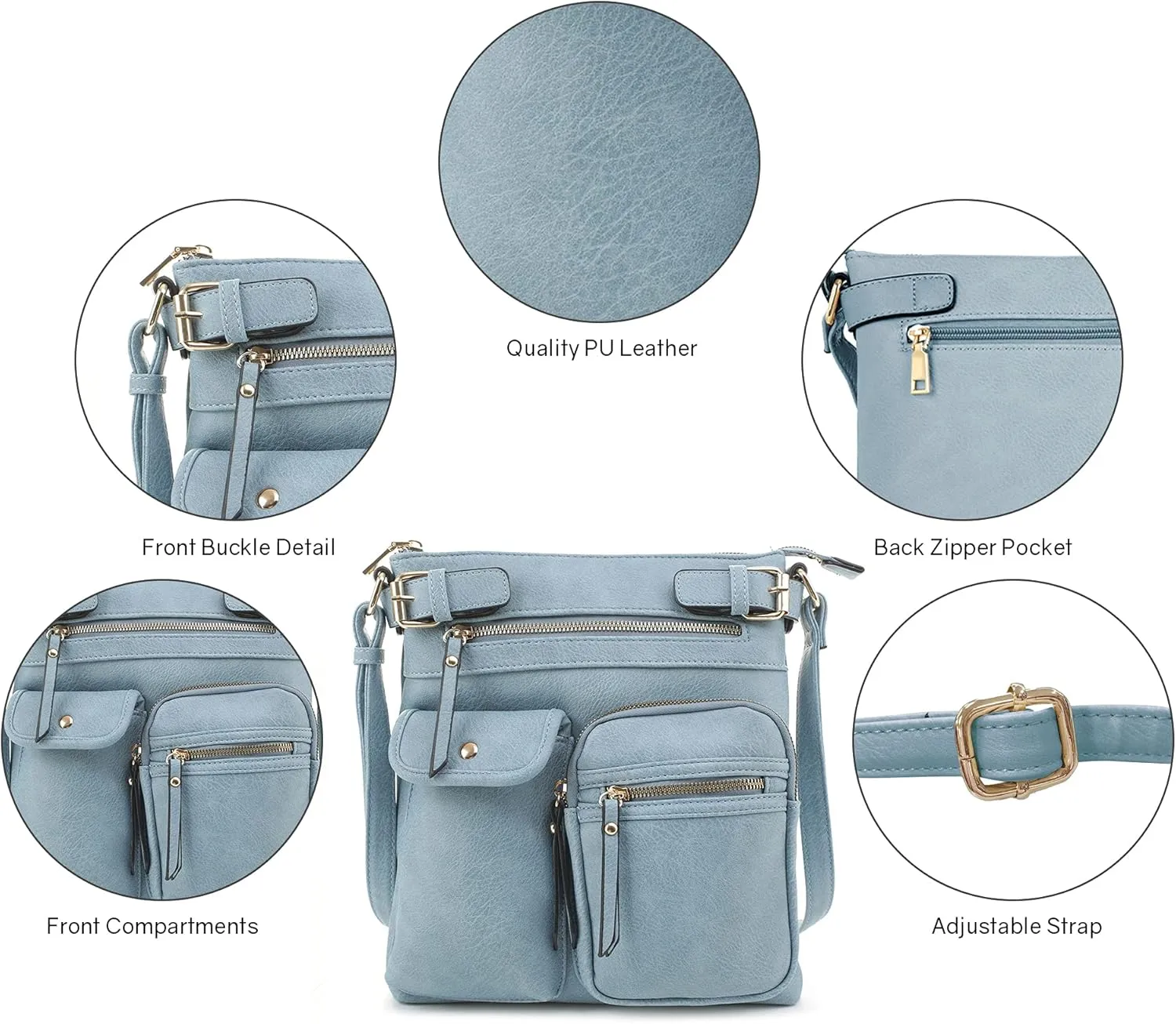SG SUGU Katie Lightweight Medium Crossbody Bag Shoulder Bag with Multi Pocket for Women