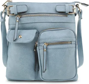SG SUGU Katie Lightweight Medium Crossbody Bag Shoulder Bag with Multi Pocket for Women