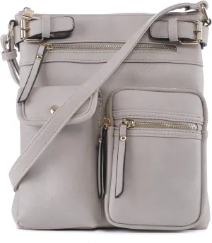 SG SUGU Katie Lightweight Medium Crossbody Bag Shoulder Bag with Multi Pocket for Women
