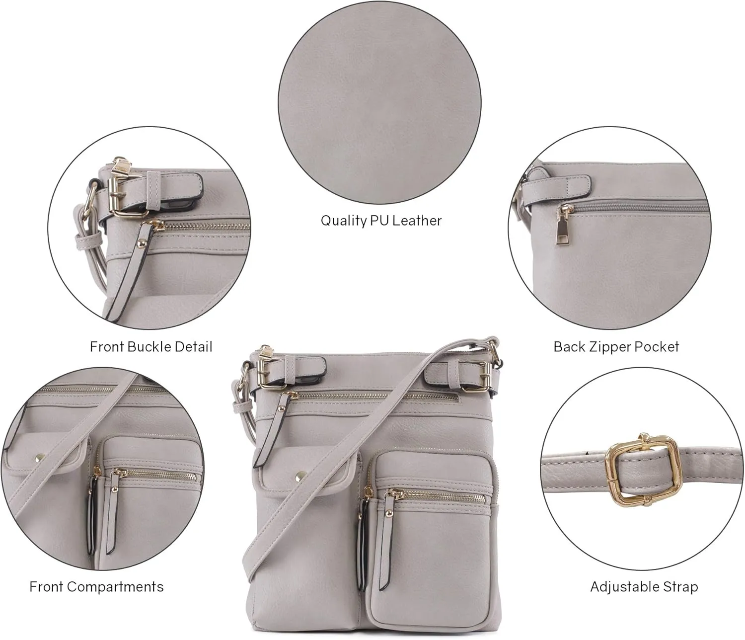 SG SUGU Katie Lightweight Medium Crossbody Bag Shoulder Bag with Multi Pocket for Women