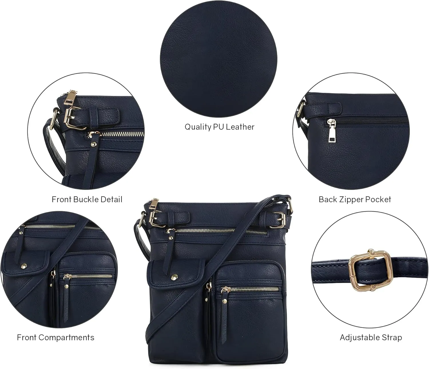 SG SUGU Katie Lightweight Medium Crossbody Bag Shoulder Bag with Multi Pocket for Women