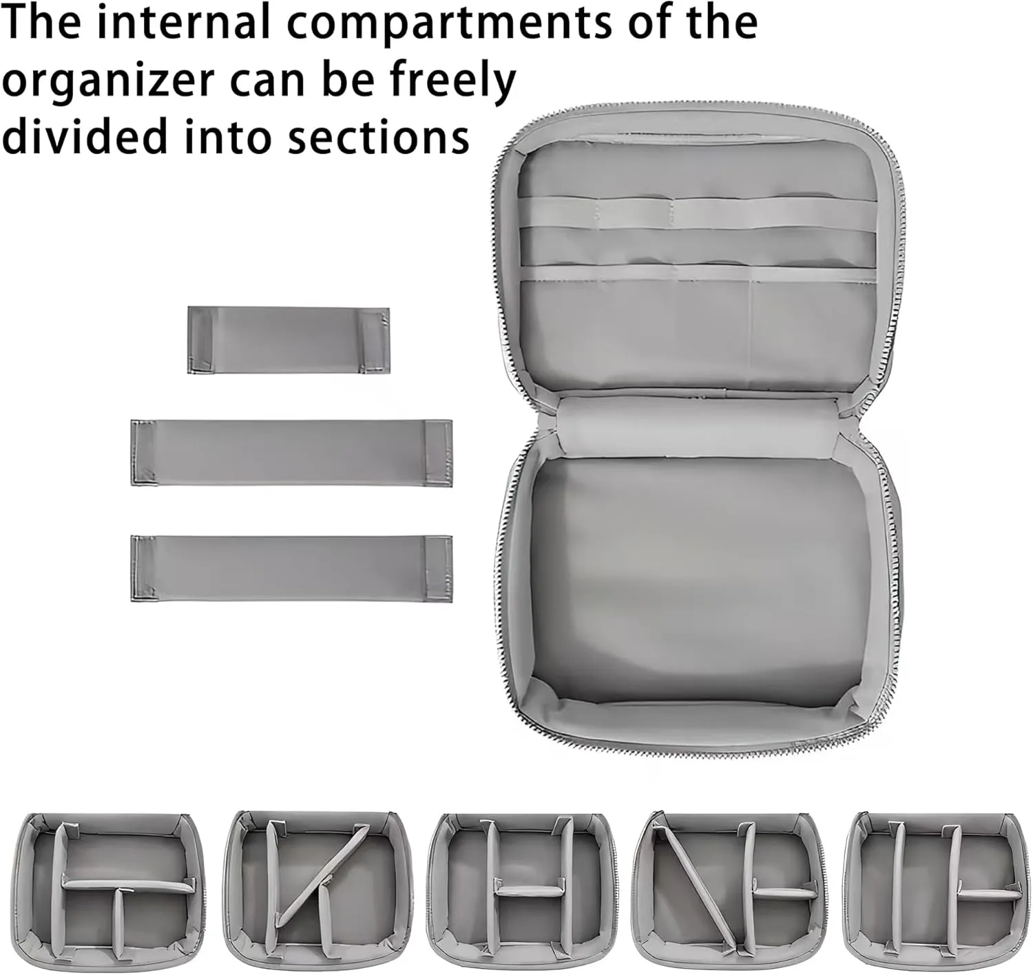Shiny Puffy Makeup Bag Large Capacity Travel Water-proof Toiletry Bag Drop-proof Digital Product Organizer (Silver, L and M)