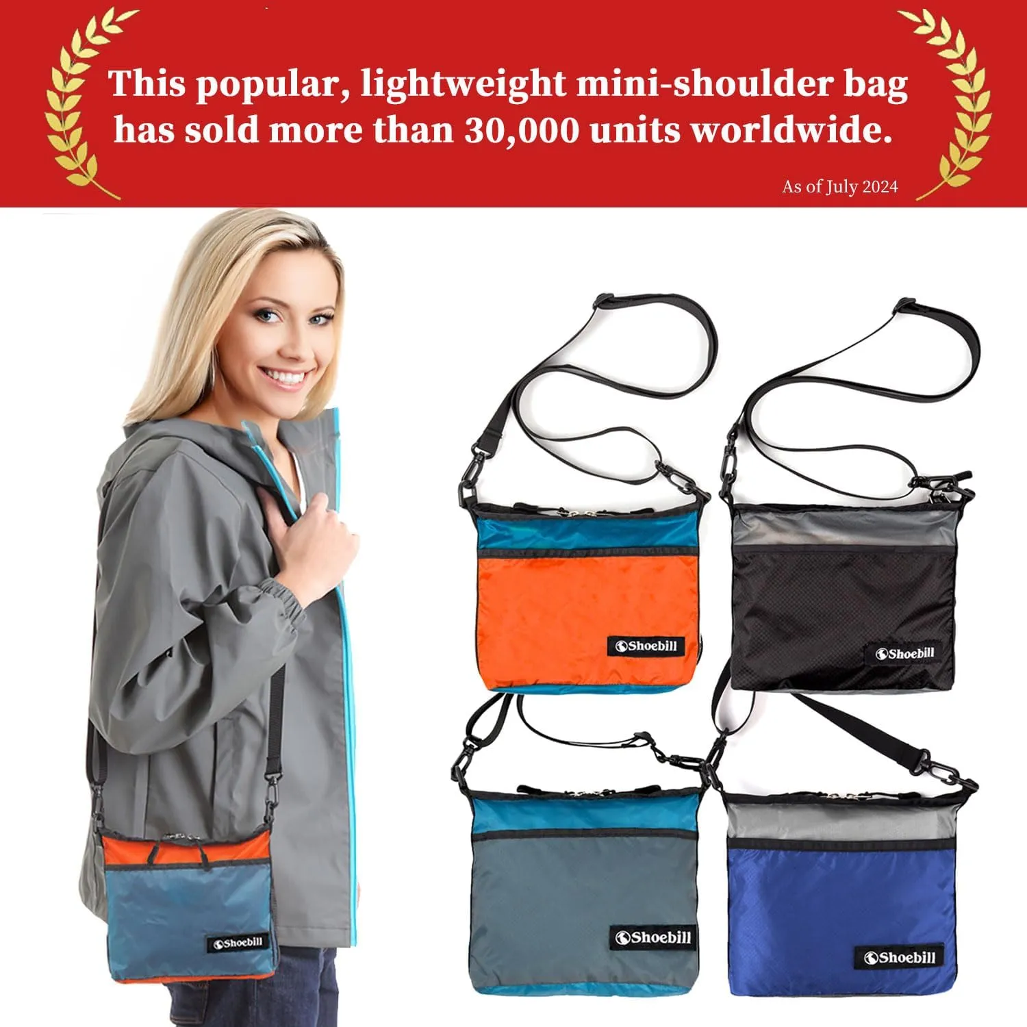 Shoebill Small Crossbody Bag Sacoche bag Light Weight1.5L Nylon for Men and Women