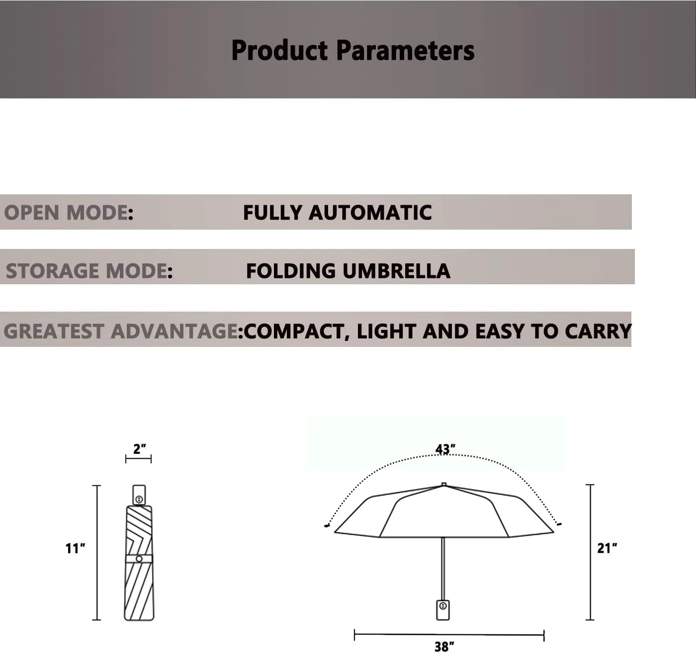 SIEPASA Windproof Travel Compact Umbrella-Automatic Umbrellas for Rain- Folding Umbrella, Travel Compact Umbrella.(Black Polka Dots)