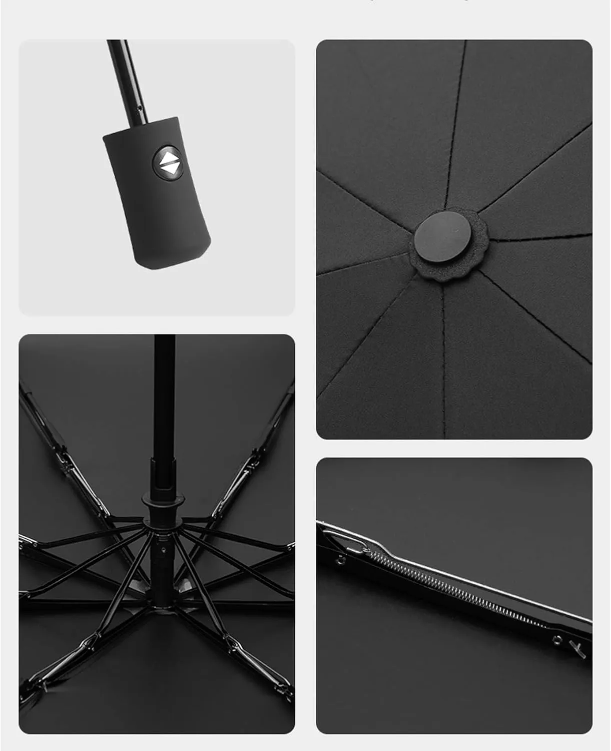 SIEPASA Windproof Travel Compact Umbrella-Automatic Umbrellas for Rain- Folding Umbrella, Travel Compact Umbrella.(Black Polka Dots)