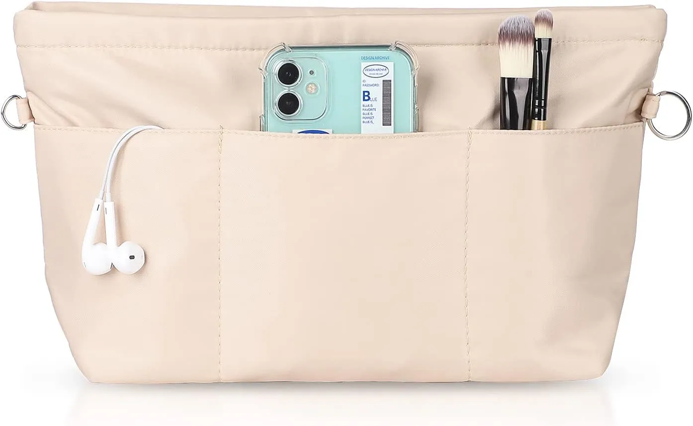 Sightor Nylon Handbag Organizer Insert - Purse Tote Shaper in Bag (Beige, X-Large)