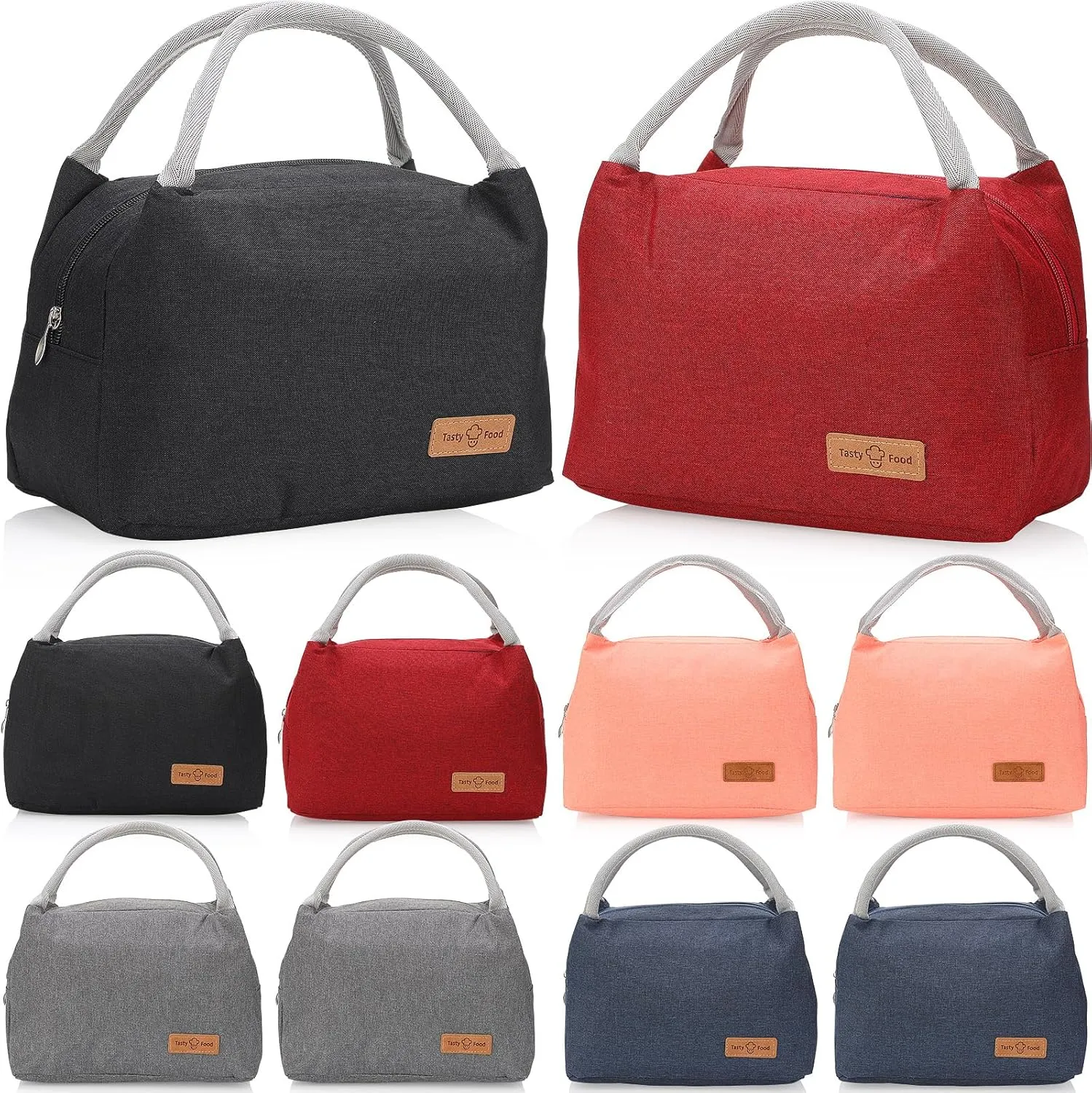 Silkfly Insulated Lunch Bag Bulk Reusable Thermal Leakproof Tote Cooler Lunch Bag for Women Men Work Picnic Office Travel, 5 Colors(10 Pcs)