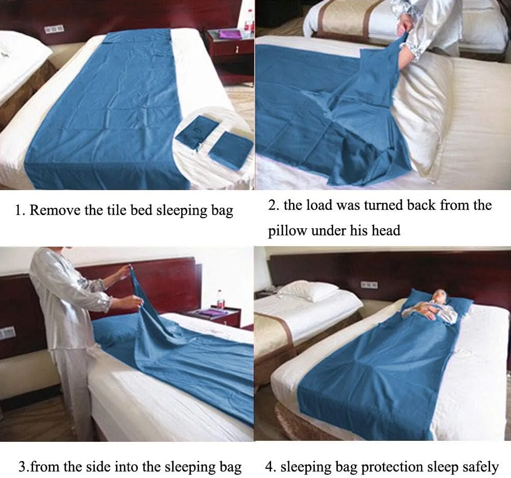 Sleeping Bag Liner Travel Sheets for Hotel Camping Sheets Travel Bed Sheets for Hotel Lightweight Single &Double Compact Sleeping Bag Sack Breathable Travel Sleeping Bag for Hotels Adult Compact Sacks