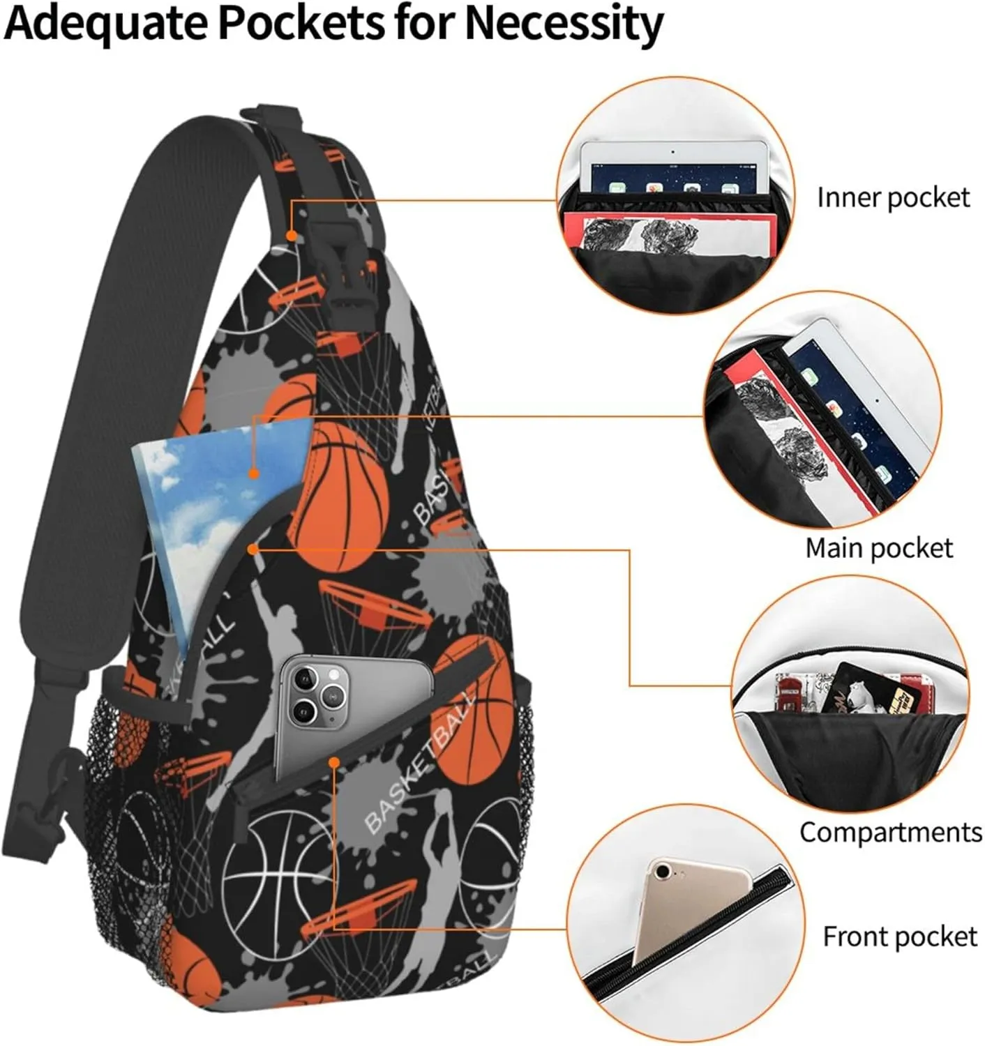 Sling Backpack Crossbody Shoulder Bag For Women Men Sling Bag Purse Travel Hiking Chest Bag Daypack Unisex