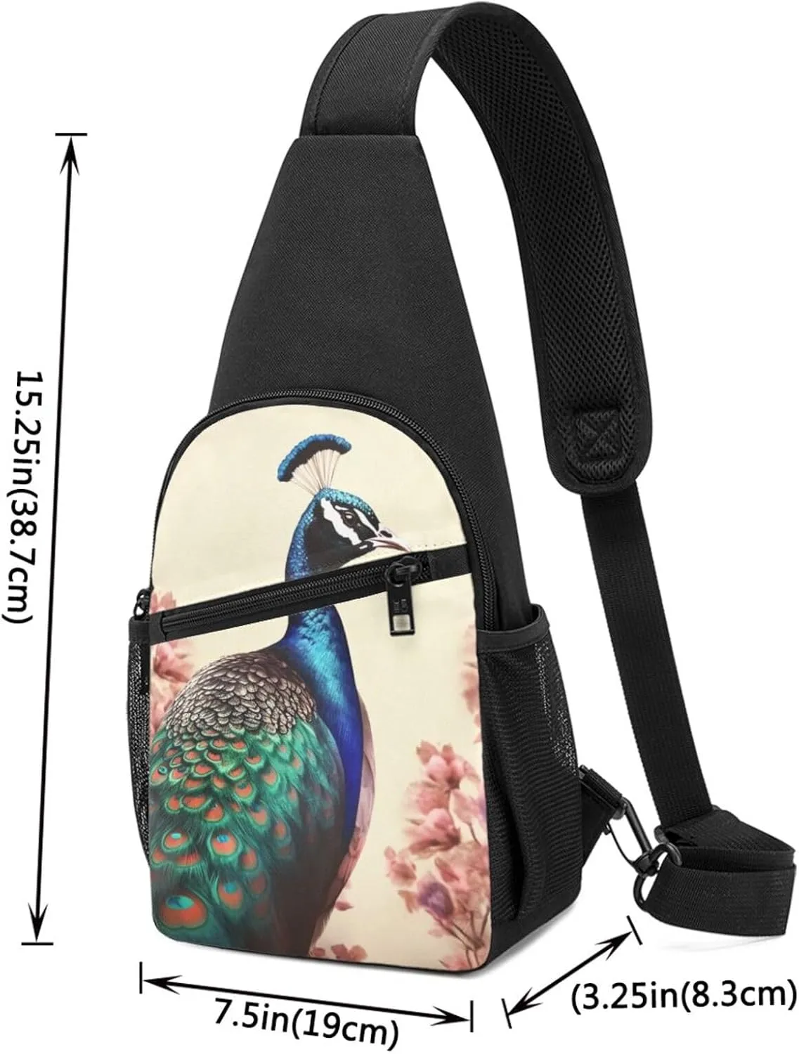 Sling Bag Backpack for Men Women Crossbody peacock Chest Bag Crossbody Bag for Travel Sport Running