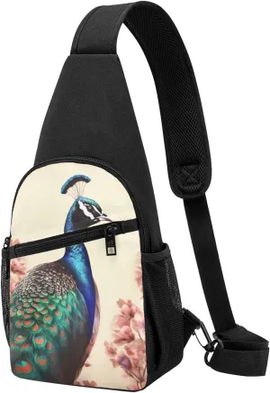 Sling Bag Backpack for Men Women Crossbody peacock Chest Bag Crossbody Bag for Travel Sport Running