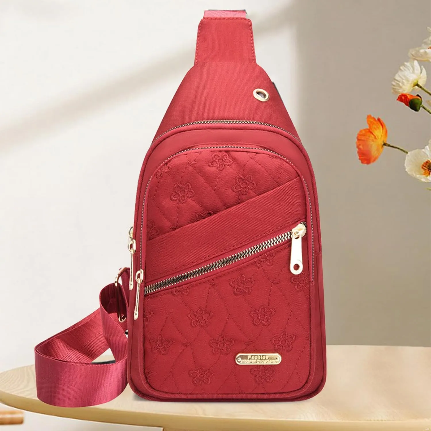 Sling Bag Crossbody Sling Backpack Chest Bag Shoulder Backpack Multipurpose Crossbody Shoulder Bag for Man, Women (Red)
