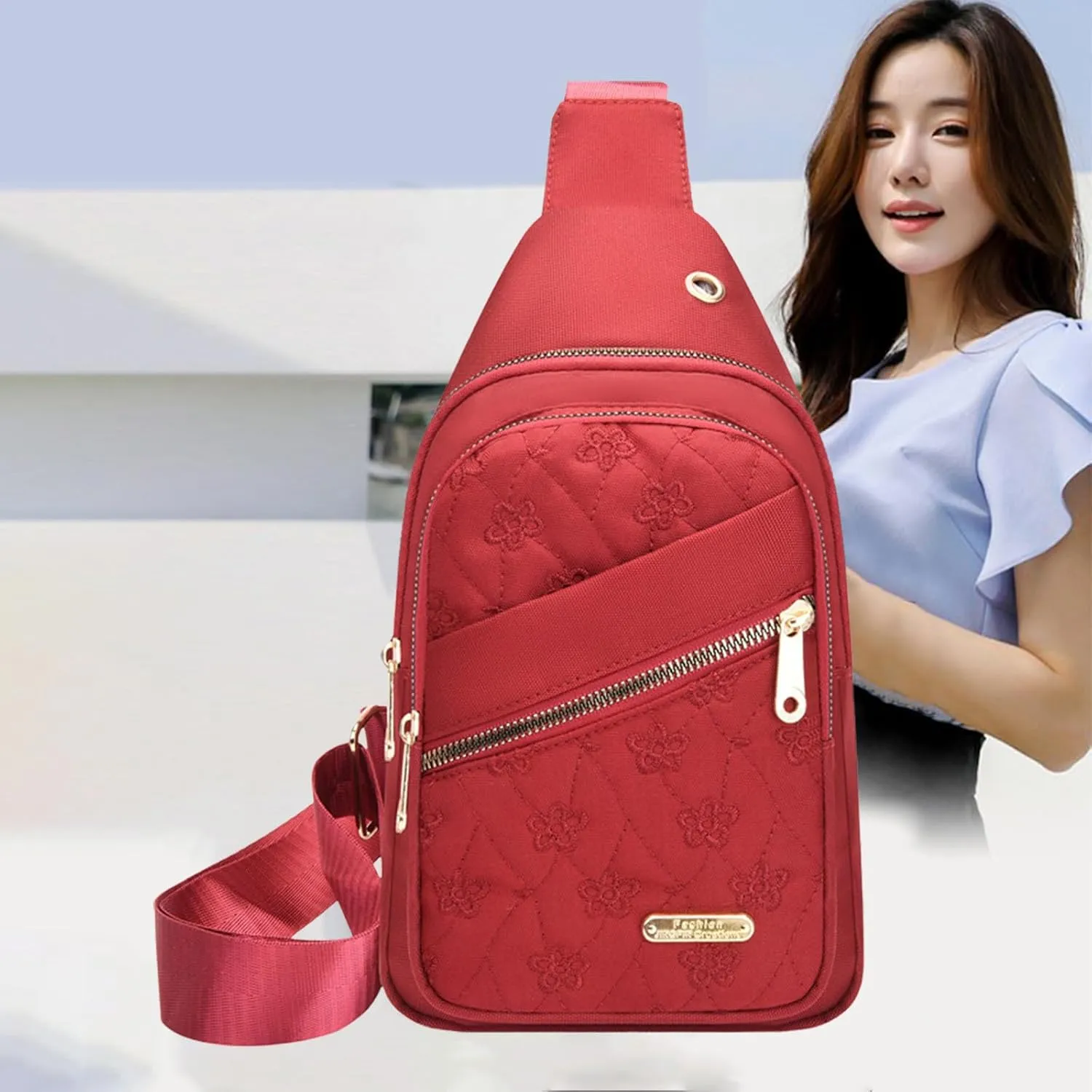 Sling Bag Crossbody Sling Backpack Chest Bag Shoulder Backpack Multipurpose Crossbody Shoulder Bag for Man, Women (Red)