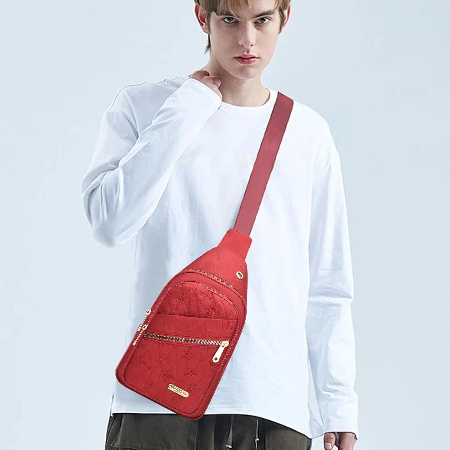 Sling Bag Crossbody Sling Backpack Chest Bag Shoulder Backpack Multipurpose Crossbody Shoulder Bag for Man, Women (Red)