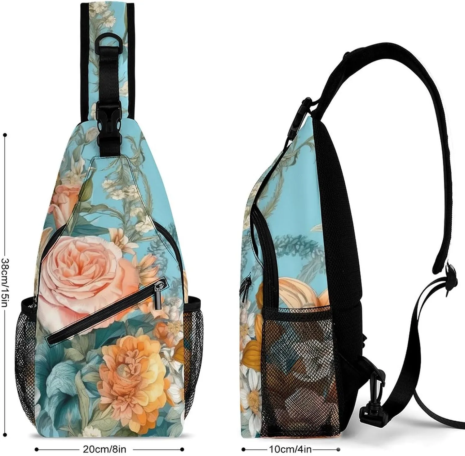 Sling Bag for Women Men Chest Bag Different Varieties of Flowers Daypack Fanny Pack Cross Body Bag for Traveling