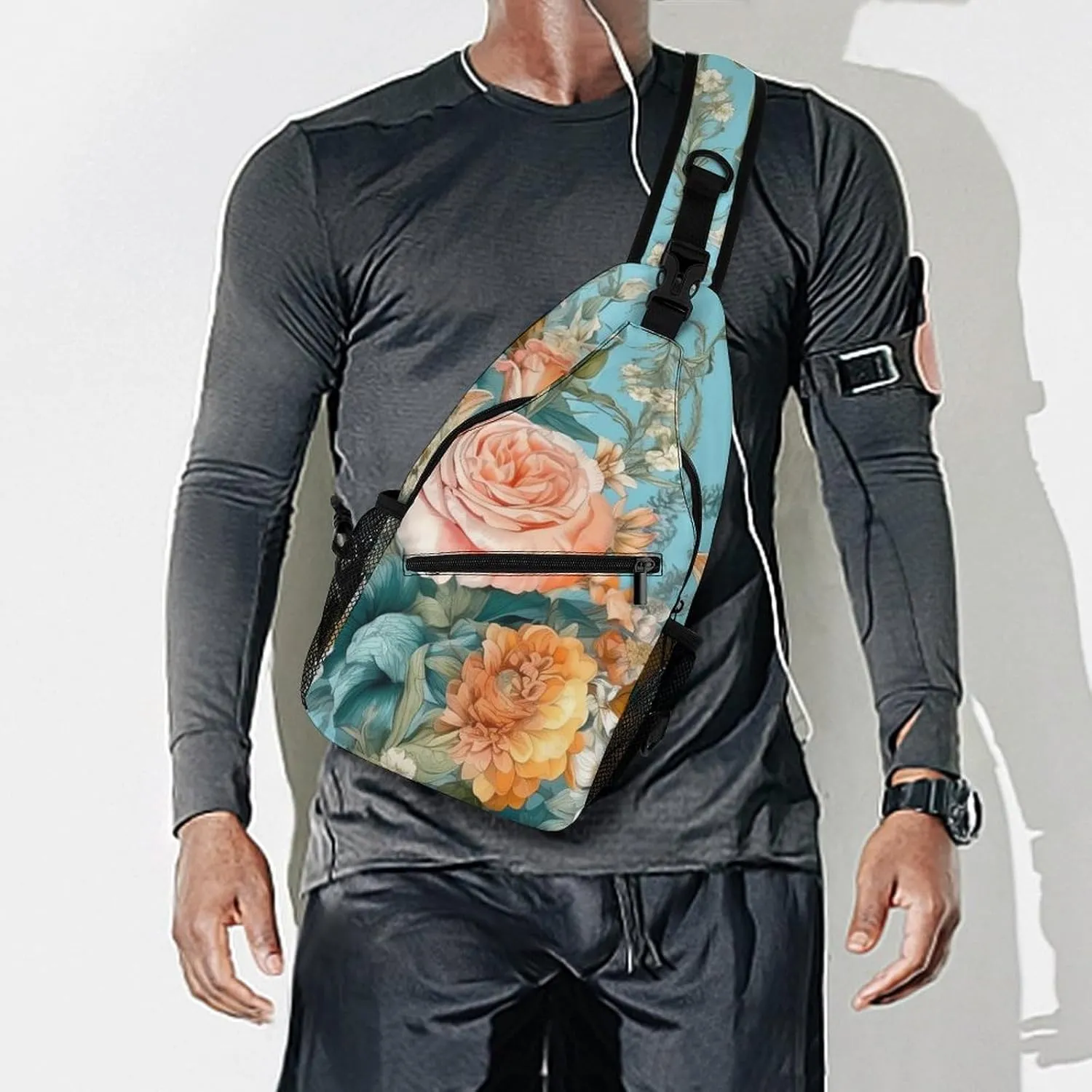 Sling Bag for Women Men Chest Bag Different Varieties of Flowers Daypack Fanny Pack Cross Body Bag for Traveling