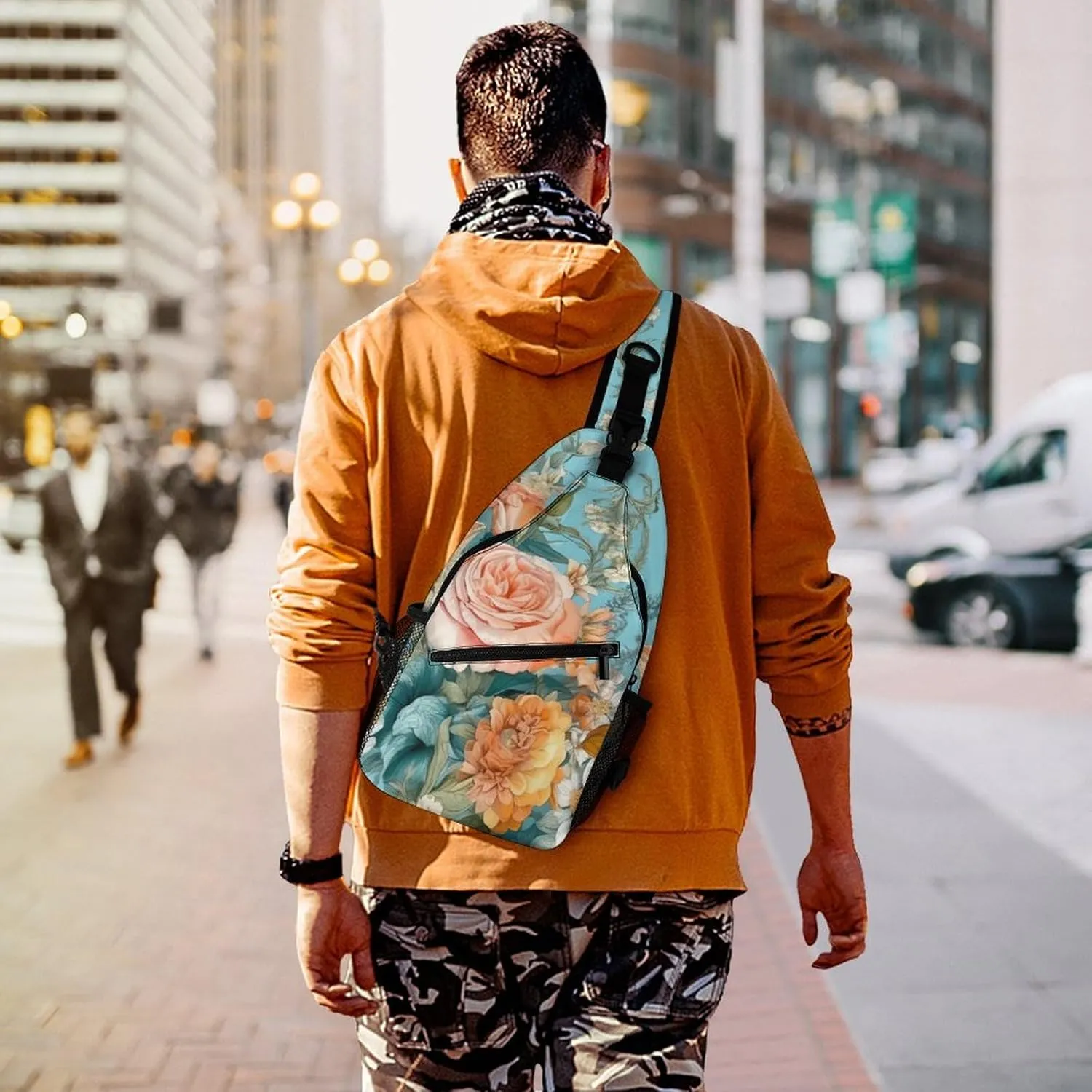 Sling Bag for Women Men Chest Bag Different Varieties of Flowers Daypack Fanny Pack Cross Body Bag for Traveling