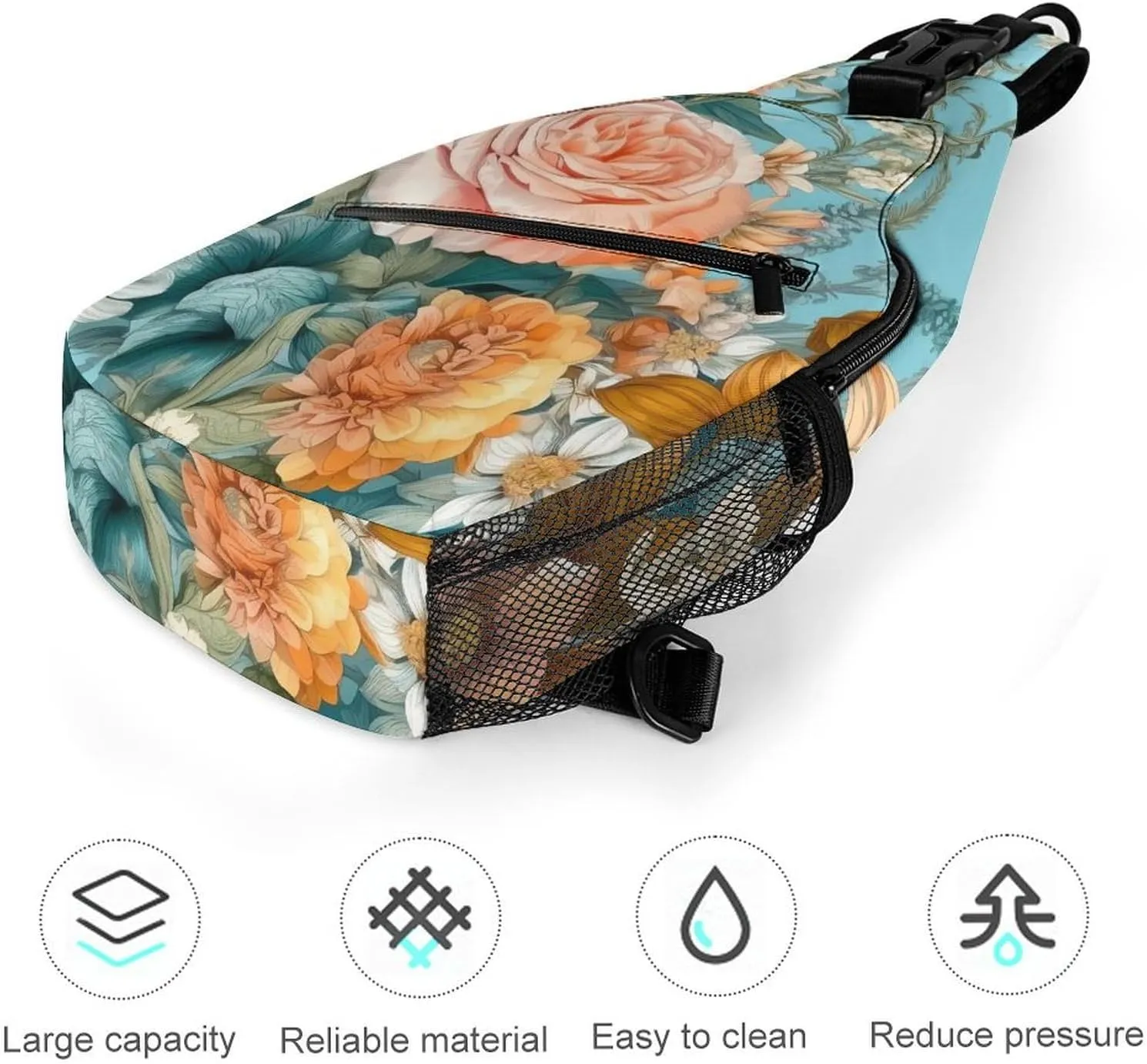 Sling Bag for Women Men Chest Bag Different Varieties of Flowers Daypack Fanny Pack Cross Body Bag for Traveling