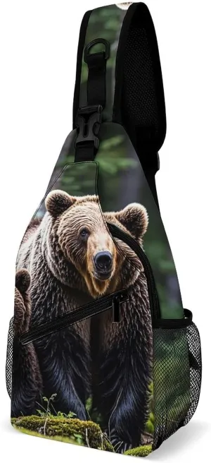 Sling Bag for Women Men Chest Bag Grizzly Crossbody Bag Small Sling Backpack Daypack Fanny Packs