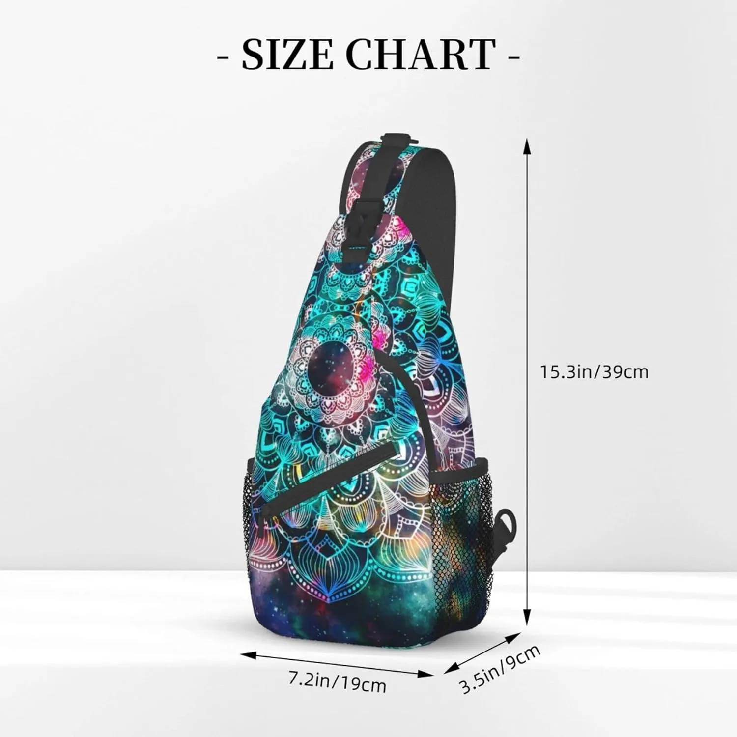 Sling Bag For Women Men, Crossbody Sling Backpack, Chest Bag for Hiking Travel Daypack, Multipurpose Lightweight Shoulder Bag, Galaxy Mandala