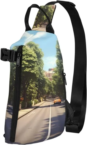 Sling Bag for Women Men Shoulder Bag Universe Landscape Painting Chest Bag Travel Fanny Pack Lightweight Casual Daypack, Summer Street, One Size