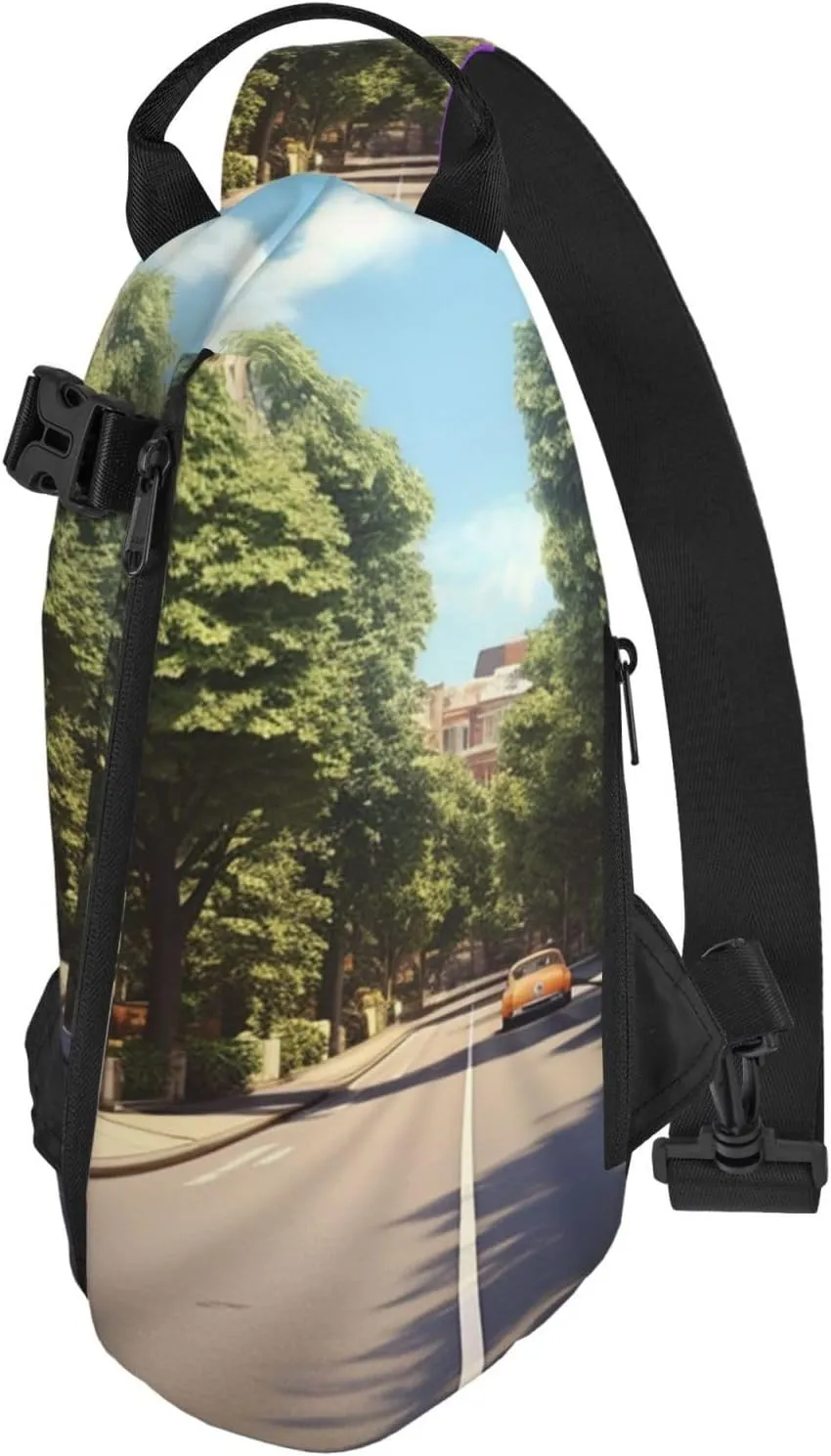 Sling Bag for Women Men Shoulder Bag Universe Landscape Painting Chest Bag Travel Fanny Pack Lightweight Casual Daypack, Summer Street, One Size