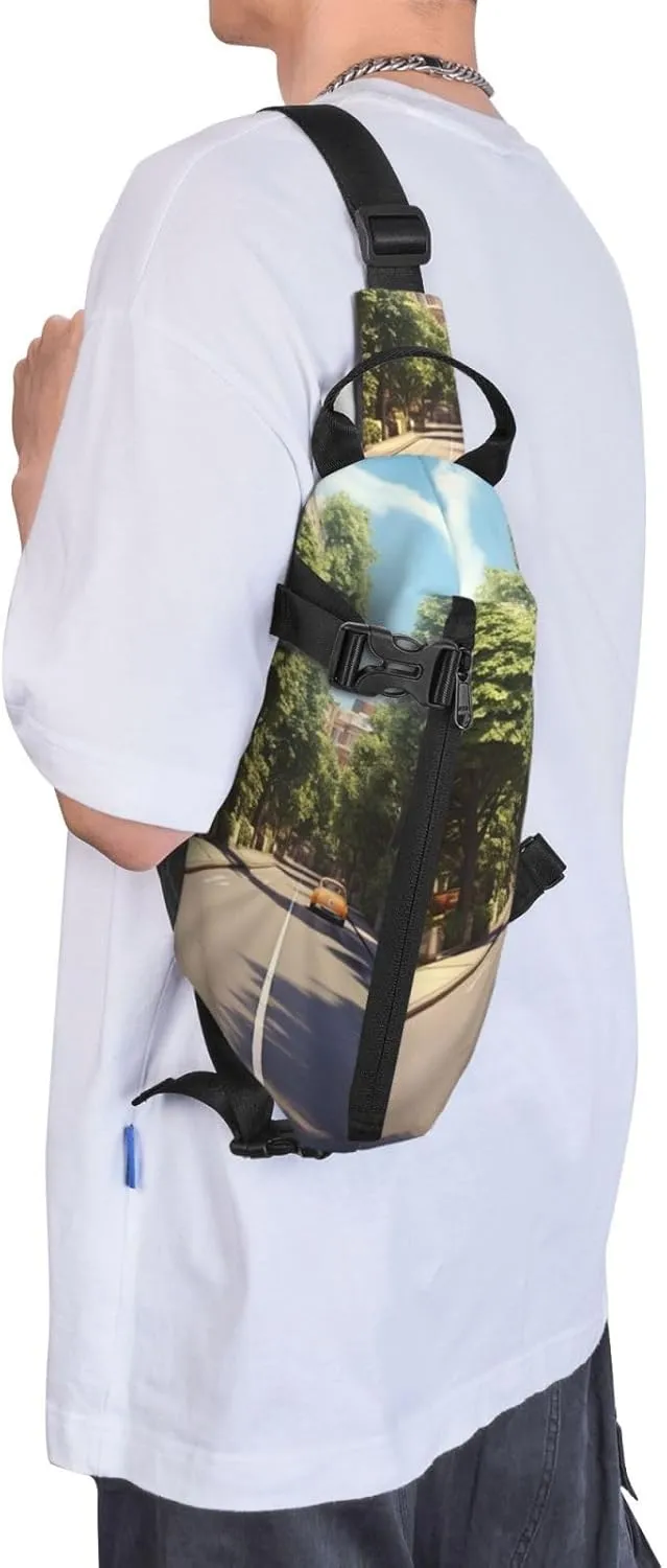 Sling Bag for Women Men Shoulder Bag Universe Landscape Painting Chest Bag Travel Fanny Pack Lightweight Casual Daypack, Summer Street, One Size