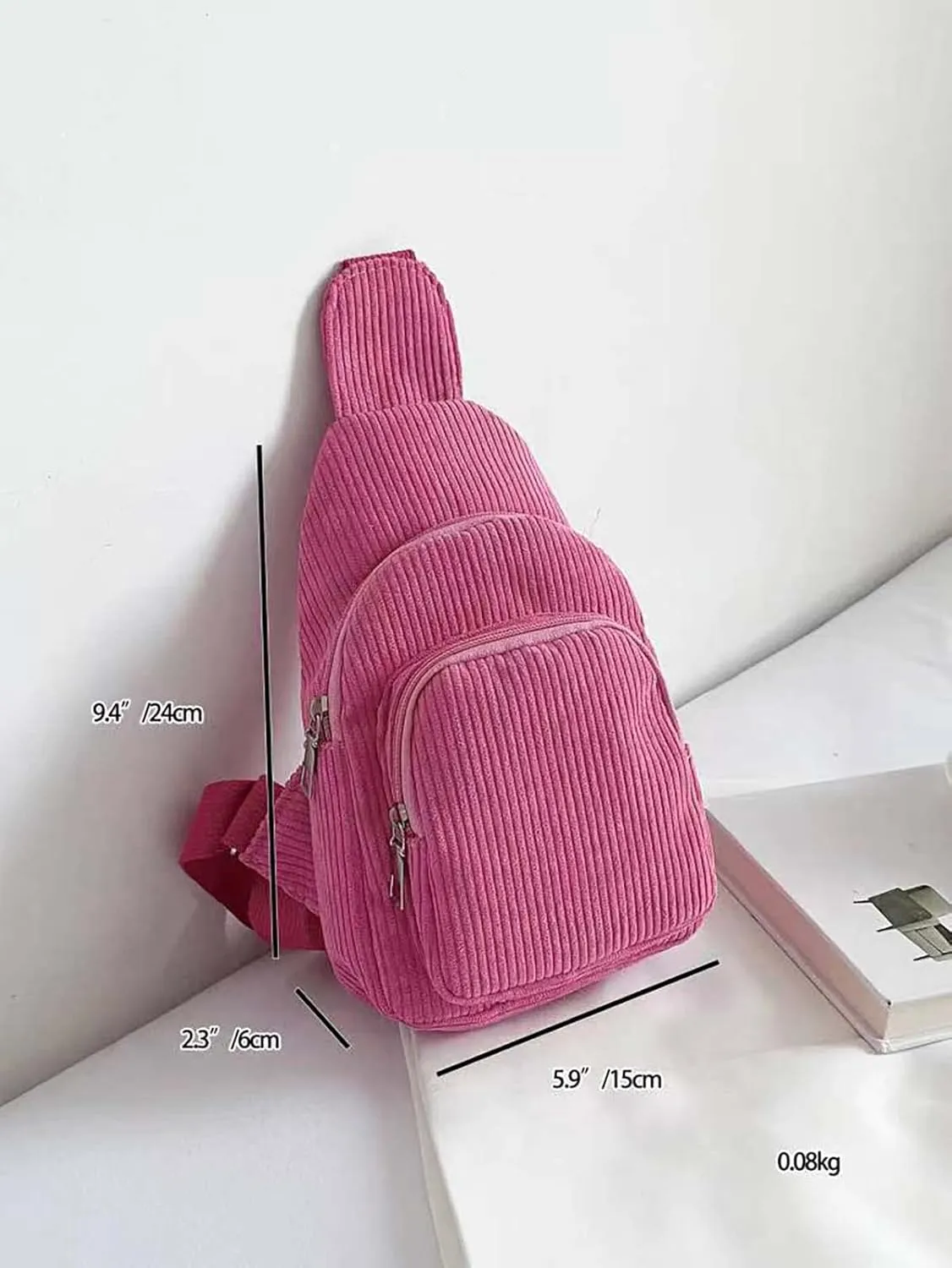 Sling Bag for Women Small Crossbody Sling Bag Corduroy Sling Backpack Fanny Belt Bag for Travel Sports Running Hiking