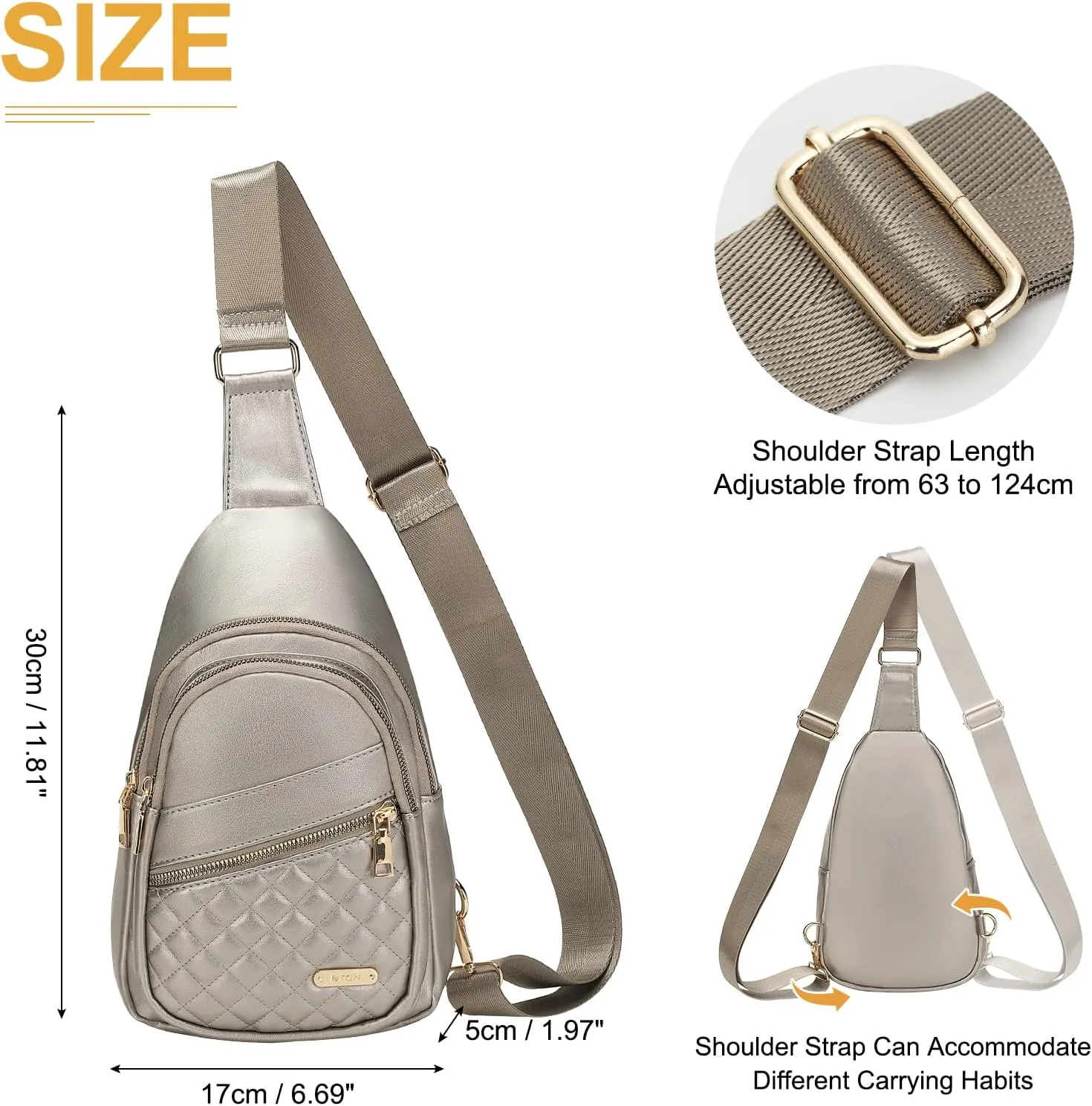 Sling Bags for Women Man - Small Crossbody Backpack - PU Leather Women's Chest Bag Casual Packs for Travel - Grey