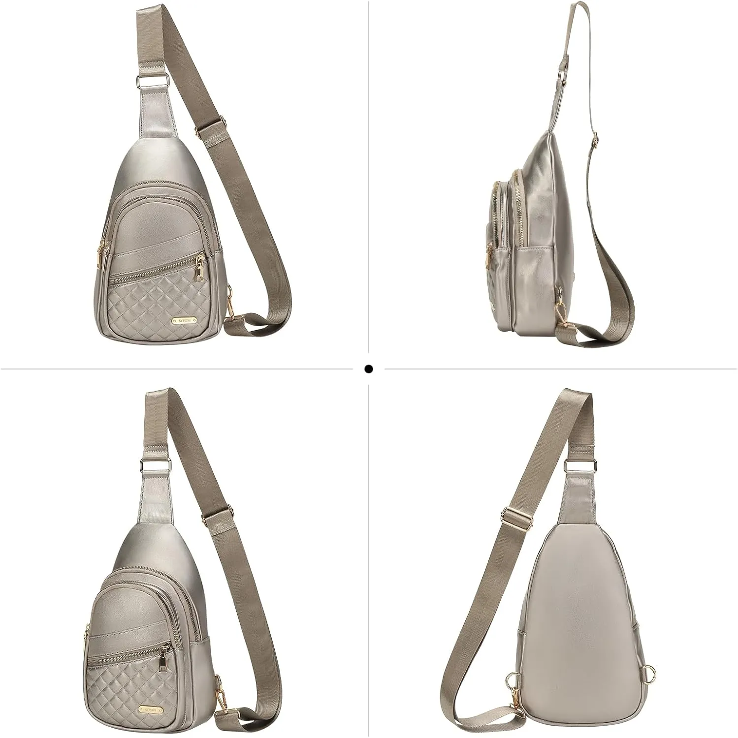 Sling Bags for Women Man - Small Crossbody Backpack - PU Leather Women's Chest Bag Casual Packs for Travel - Grey