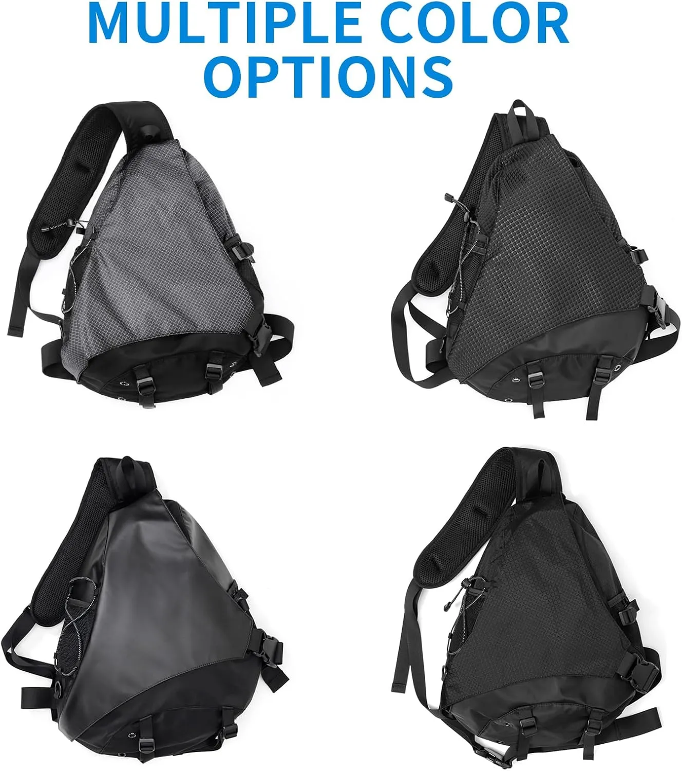 Sling Crossbody Backpack Shoulder Bag for Men Women One Strap Sling Bag Backpack for Hiking Walking Biking Travel Cycling (leather black, 18L)
