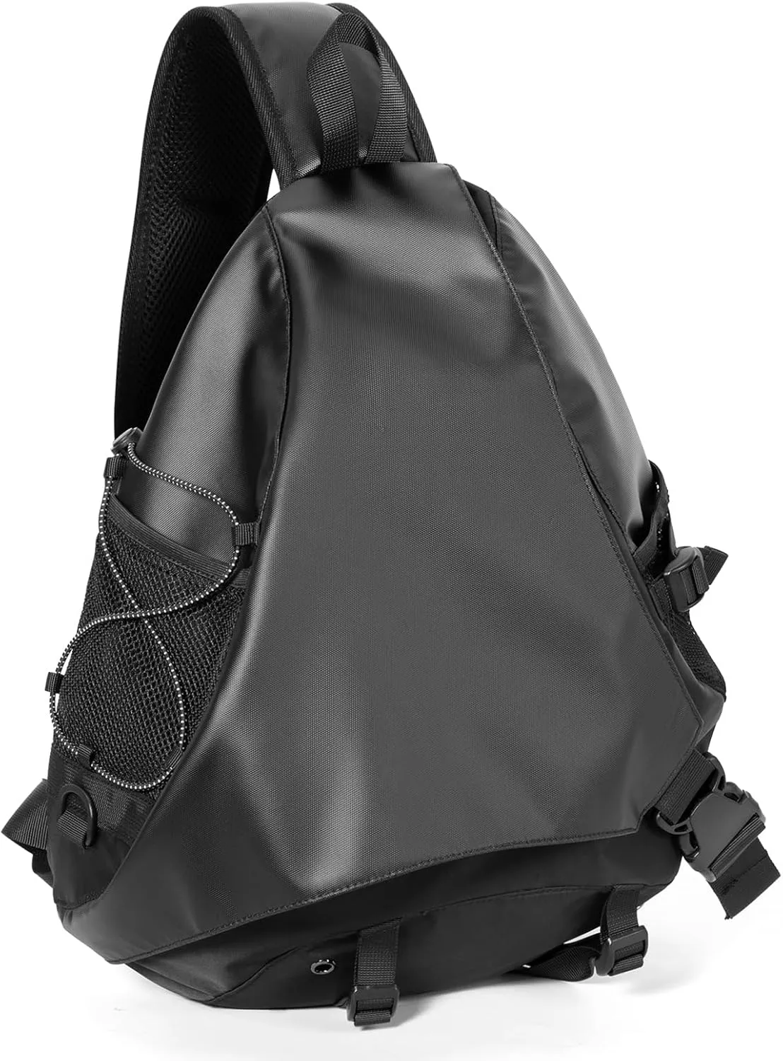 Sling Crossbody Backpack Shoulder Bag for Men Women One Strap Sling Bag Backpack for Hiking Walking Biking Travel Cycling (leather black, 18L)