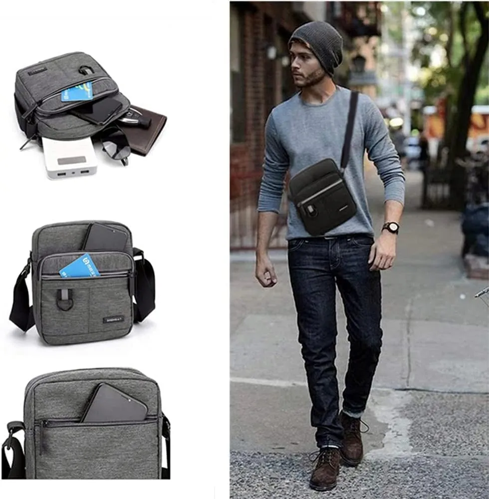 Small Canvas Crossbody Bag for Men,Small Shoulder Bag, Mini Messenger Bag for Cell Phone, Portable mobile phone coin bag